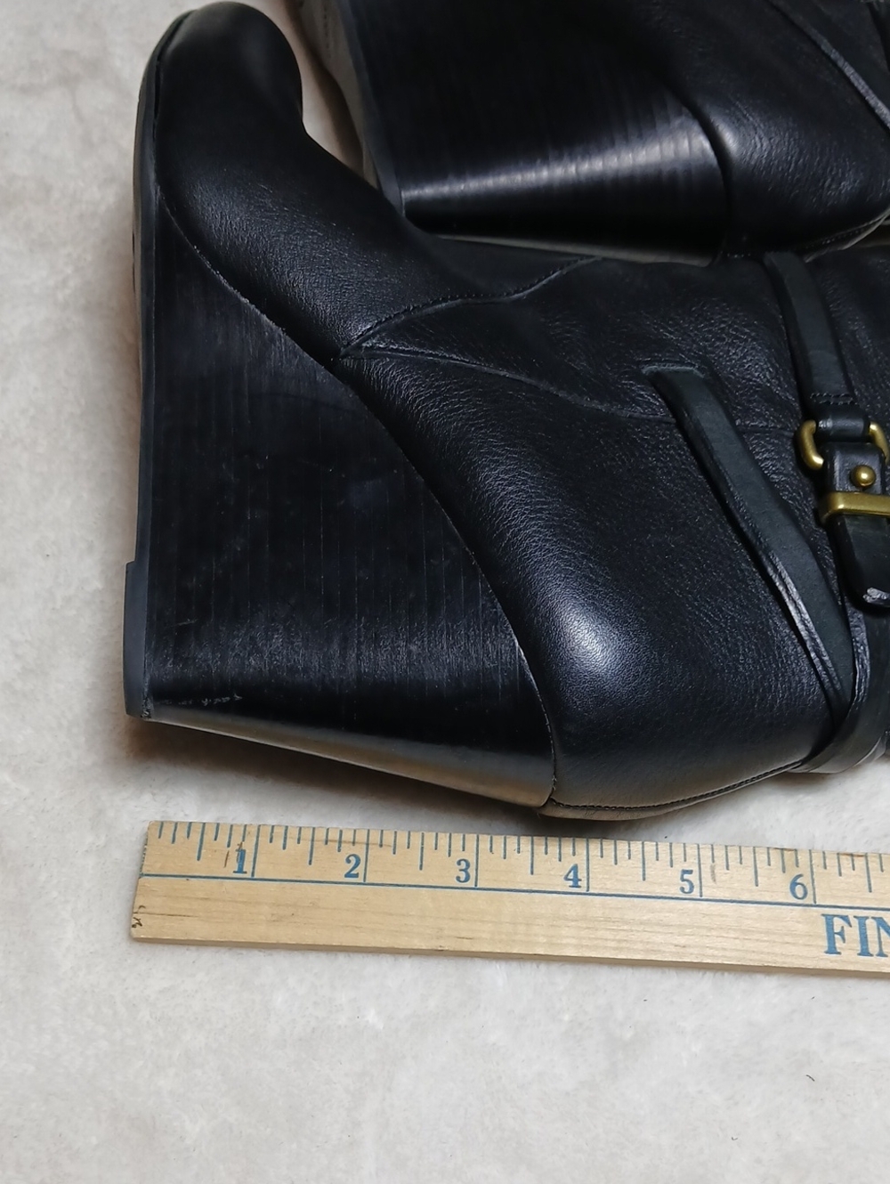 Coach Adair Tall Wedge Black Leather Boots,  Buckles Details Size 10B - Picture 12 of 13